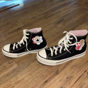 Converse Black High-Tops with Embroidered Accents